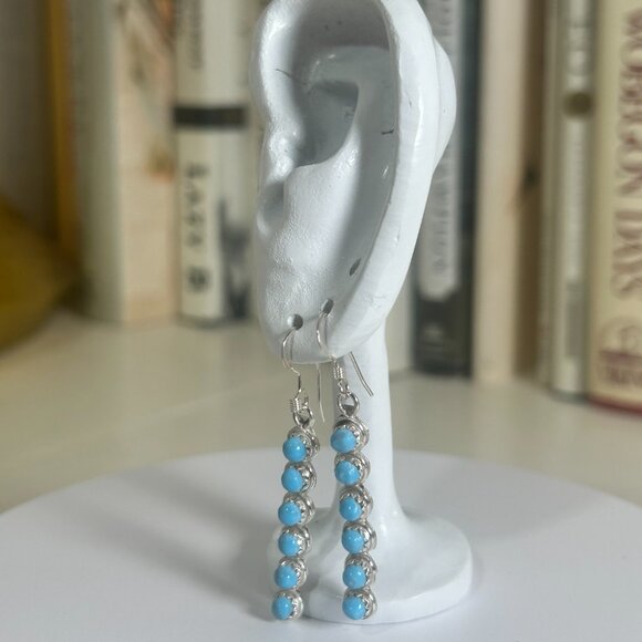 💎 Turquoise Delicate Drop Earrings - Unique Handmade Sterling Silver Jewelry - Picture 7 of 12
